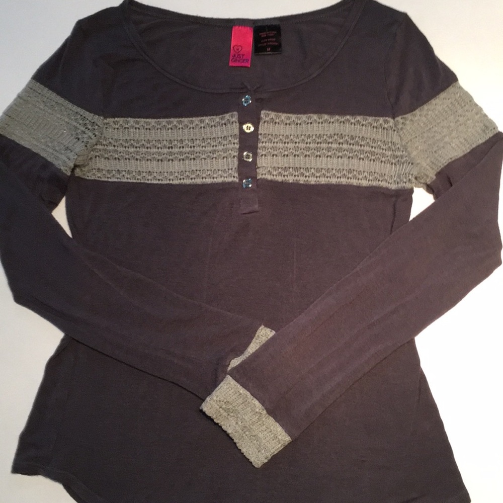 Just Ginger Gray Long Sleeved Top Size M
